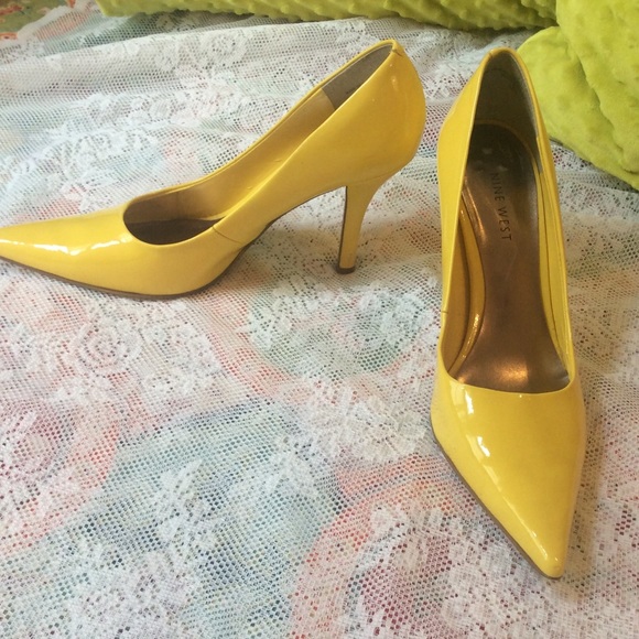 Nine West Shoes - Nine West Yellow Patent Leather Pumps